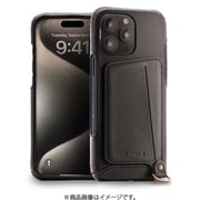 NM-GLMFIP08/BK [iPhone16 Pro Max用 Genuine Leather multi-founctional 本革ケース Magsafe対応 ハンドメイド ハンドストラップ付き ブラック]