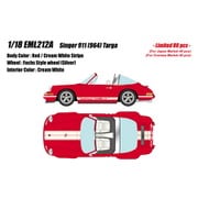 EML212A 1/18 Singer 911（964） Targa レッド/クリームホワイトストライプ [レジンキャストミニカー]