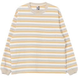 ヘビーウェイトボーダーロングスリーブTシャツ レディース カットソー Greige/White（G096） WMサイズ CH11-2657