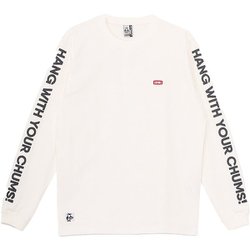 HWYCブラッシュドロングスリーブTシャツ メンズ カットソー White×Black（W071） ×Lサイズ CH01-2669