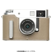 富士フィル X half用 本革ケース クラシック メタルグリップ付 トープベージュ/白ステッチ PTBJ007