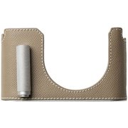 LEICA Q3/Q3 43用 本革ケース クラシック シグニチャーグリップ トープベージュ/白ステッチ PTBL007