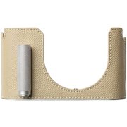 LEICA Q3/Q3 43用 本革ケース クラシック シグニチャーグリップ ライトベージュ/白ステッチ PTBL009