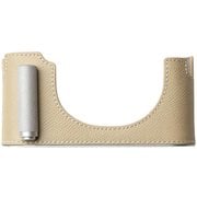 LEICA M11用 本革ケース クラシック シグニチャーグリップ ライトベージュ/白ステッチ PTBK009