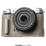 富士フイルム X-M5用 本革ケース クラシック メタルグリップ付 トープベージュ/白ステッチ PTBF007