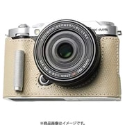 富士フイルム X-M5用 本革ケース クラシック メタルグリップ付 ライトベージュ/白ステッチ PTBF009