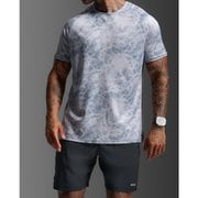 エアロTEEシャツ メンズ ランニングウェア シャツ Weathervane Marble/Blk Reflect Lサイズ MR7441A
