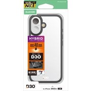 iPhone 17用 ケース ハイブリッド カバー D3O(R)超衝撃保護 磁気吸着対応メタルステッカー付 ストラップホール付 ブラック PM-A25AD3OFCBK
