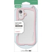 iPhone 17用 ケース ハイブリッド カバー 衝撃吸収 磁気吸着対応メタルステッカー付 ストラップホール付 ストラップホールシート付 猫耳デザイン 背面クリア サクラ PM-A25AFCCATPN