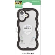 iPhone 17用 ケース ハイブリッド カバー 衝撃吸収 磁気吸着対応メタルステッカー付 ストラップホール付 ストラップホールシート付 背面クリア Grippy ブラック PM-A25AFCWAVEBK
