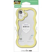 iPhone 17用 ケース ハイブリッド カバー 衝撃吸収 磁気吸着対応メタルステッカー付 ストラップホール付 ストラップホールシート付 背面クリア Grippy イエロー PM-A25AFCWAVEYE