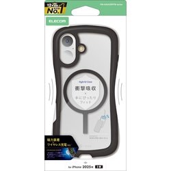 iPhone 17用 ケース ハイブリッド カバー 衝撃吸収 MAGKEEP 磁力吸着ワイヤレス充電対応 ストラップホール付 ストラップホールシート付 Grippy ブラック PM-A25AGRPFMBK