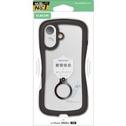 iPhone 17用 ケース ハイブリッド カバー 衝撃吸収 ストラップホール付 ストラップホールシート付 リング付 スタンド機能付 Grippy ブラック PM-A25AGRPFRBK
