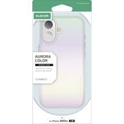 iPhone 17用 ケース ハイブリッド カバー 衝撃吸収 磁気吸着対応メタルステッカー付 ストラップホール付 ストラップホールシート付 オーロラデザイン クリア PM-A25AHVCACR