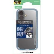 iPhone 17用 ケース ハイブリッド カバー 衝撃吸収 磁気吸着対応メタルステッカー付 ストラップホール付 背面ガラス 極限保護 クリア PM-A25AHVCGKCR