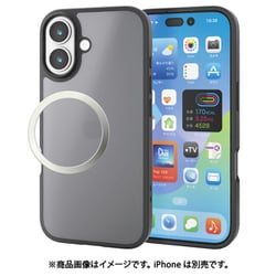 iPhone 17用 ケース ハイブリッド カバー 衝撃吸収 磁気吸着対応メタルステッカー付 ストラップホール付 ブラック PM-A25AHVCKBK