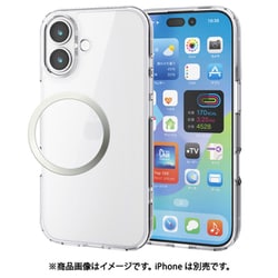 iPhone 17用 ケース ハイブリッド カバー 衝撃吸収 磁気吸着対応メタルステッカー付 ストラップホール付 クリア PM-A25AHVCKCR