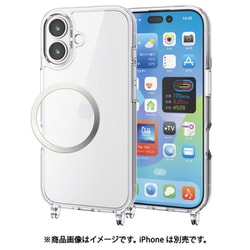 iPhone 17用 ケース ハイブリッド カバー 衝撃吸収 磁気吸着対応メタルステッカー付 ショルダーストラップホール付 クリア PM-A25AHVCKSHCR