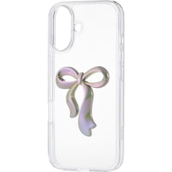 iPhone 17用 ケース ハイブリッド カバー 衝撃吸収 ストラップホール付 ストラップホールシート付 リボンデザイン パールベージュ PM-A25AHVRIBE