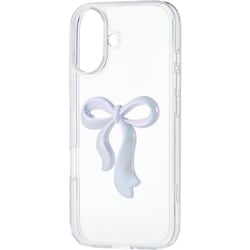 iPhone 17用 ケース ハイブリッド カバー 衝撃吸収 ストラップホール付 ストラップホールシート付 リボンデザイン パールホワイト PM-A25AHVRIWH