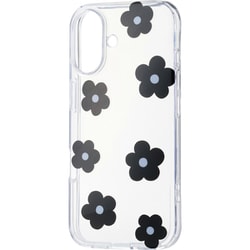 iPhone 17用 ケース ソフト カバー 衝撃吸収 ストラップホールシート付 花柄デザイン ブラック PM-A25AIMLFLBK
