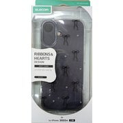 iPhone 17用 ケース ソフト カバー 衝撃吸収 ストラップホールシート付 リボンデザイン ブラック PM-A25AIMLRIBK