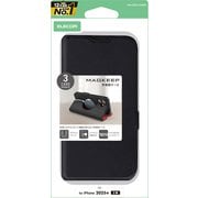 iPhone 17用 ケース レザー カバー 手帳型 マグネット フラップ 衝撃吸収 MAGKEEP 磁力吸着ワイヤレス充電対応 ストラップホール付 スタンド機能付 ブラック PM-A25APLFMGBK