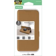 iPhone 17用 ケース レザー カバー 手帳型 マグネット フラップ 衝撃吸収 MAGKEEP 磁力吸着ワイヤレス充電対応 ストラップホール付 スタンド機能付 キャメル PM-A25APLFMGCA