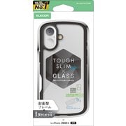 iPhone 17用 ケース ハイブリッド カバー 衝撃吸収 軽量 薄型 磁気吸着対応メタルステッカー付 ストラップホール付 ストラップホールシート付 背面ガラス TOUGH SLIM LITE ブラック PM-A25ATSLFCGBK