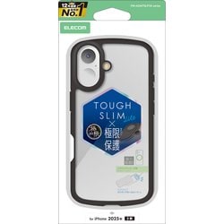 iPhone 17用 ケース ハイブリッド カバー 衝撃吸収 軽量 薄型 磁気吸着対応メタルステッカー付 ストラップホール付 ストラップホールシート付 TOUGH SLIM LITE 極限保護 ブラック PM-A25ATSLFCKBK