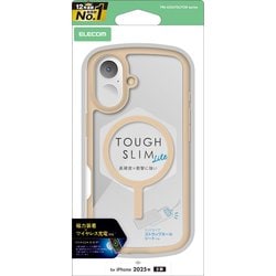 iPhone 17用 ケース ハイブリッド カバー 衝撃吸収 軽量 薄型 MAGKEEP 磁力吸着ワイヤレス充電対応 ストラップホール付 ストラップホールシート付 TOUGH SLIM LITE ベージュ PM-A25ATSLFCMBE