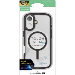 iPhone 17用 ケース ハイブリッド カバー 衝撃吸収 軽量 薄型 MAGKEEP 磁力吸着ワイヤレス充電対応 ストラップホール付 ストラップホールシート付 TOUGH SLIM LITE ブラック PM-A25ATSLFCMBK