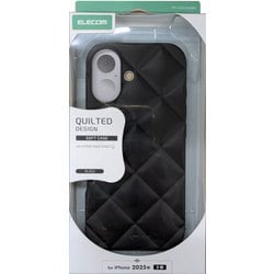 iPhone 17用 ケース ソフト カバー 衝撃吸収 ストラップホール付 ストラップホールシート付 キルティング風デザイン ブラック PM-A25AUCQBK