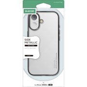 iPhone 17用 ケース ソフト カバー 薄型 磁気吸着対応メタルステッカー付 メタリックデザイン ブラック PM-A25AUCTMBK