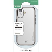 iPhone 17用 ケース ソフト カバー 衝撃吸収 磁気吸着対応メタルステッカー付 ストラップホール付 ストラップホールシート付 メタリックライン ブラックグレージュ PM-A25AUCTMLBGB