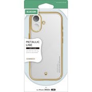 iPhone 17用 ケース ソフト カバー 衝撃吸収 磁気吸着対応メタルステッカー付 ストラップホール付 ストラップホールシート付 メタリックライン グレージュ PM-A25AUCTMLGB