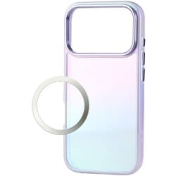 iPhone 17 Pro用 ケース ハイブリッド カバー 衝撃吸収 磁気吸着対応メタルステッカー付 ストラップホール付 ストラップホールシート付 オーロラデザイン ラベンダー PM-A25CHVCAPU