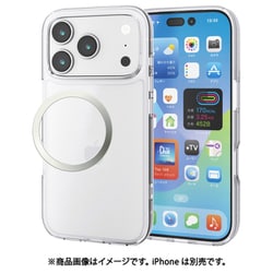 iPhone 17 Pro用 ケース ハイブリッド カバー 衝撃吸収 磁気吸着対応メタルステッカー付 ストラップホール付 背面マット シルキークリア PM-A25CHVCKMCR