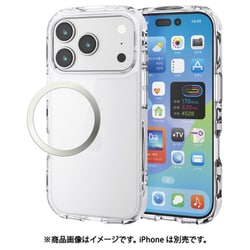 iPhone 17 Pro用 ケース ハイブリッド カバー 衝撃吸収 軽量 薄型 磁気吸着対応メタルステッカー付 ストラップホール付 ストラップホールシート付 TOUGH SLIM LITE クリア PM-A25CTSLACR