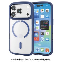 iPhone 17 Pro用 ケース ハイブリッド カバー 衝撃吸収 軽量 薄型 MAGKEEP 磁力吸着ワイヤレス充電対応 ストラップホール付 ストラップホールシート付 TOUGH SLIM LITE ネイビー PM-A25CTSLFCMNV