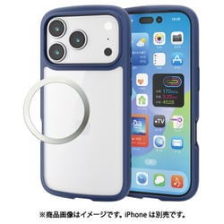 iPhone 17 Pro用 ケース ハイブリッド カバー 衝撃吸収 軽量 薄型 磁気吸着対応メタルステッカー付 ストラップホール付 ストラップホールシート付 TOUGH SLIM LITE ネイビー PM-A25CTSLFCNV