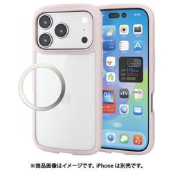 iPhone 17 Pro用 ケース ハイブリッド カバー 衝撃吸収 軽量 薄型 磁気吸着対応メタルステッカー付 ストラップホール付 ストラップホールシート付 TOUGH SLIM LITE ピンク PM-A25CTSLFCPN