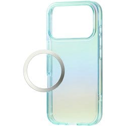 iPhone 17 Pro用 ケース ソフト カバー 磁気吸着対応メタルステッカー付 ストラップホール付 ストラップホールシート付 オーロラデザイン ブルー PM-A25CUCABU