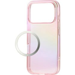 iPhone 17 Pro用 ケース ソフト カバー 磁気吸着対応メタルステッカー付 ストラップホール付 ストラップホールシート付 オーロラデザイン ピンク PM-A25CUCAPN