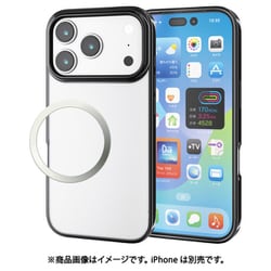 iPhone 17 Pro用 ケース ソフト カバー 薄型 磁気吸着対応メタルステッカー付 メタリックデザイン ブラック PM-A25CUCTMBK