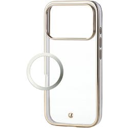 iPhone 17 Pro用 ケース ソフト カバー 衝撃吸収 磁気吸着対応メタルステッカー付 ストラップホール付 ストラップホールシート付 メタリックライン グレージュ PM-A25CUCTMLGB