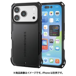 iPhone 17 Pro用 ケース ハイブリッド カバー 衝撃吸収 ストラップホール付 フィルム付 ZEROSHOCK ブラック PM-A25CZEROBK