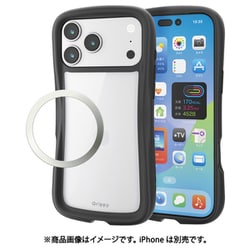 iPhone 17 Pro Max用 ケース ハイブリッド カバー 衝撃吸収 磁気吸着対応メタルステッカー付 ストラップホール付 ストラップホールシート付 Grippy ブラック PM-A25DGRPFCBK