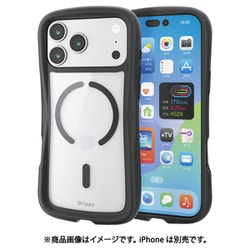 iPhone 17 Pro Max用 ケース ハイブリッド カバー 衝撃吸収 MAGKEEP 磁力吸着ワイヤレス充電対応 ストラップホール付 ストラップホールシート付 Grippy ブラック PM-A25DGRPFMBK