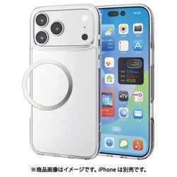 iPhone 17 Pro Max用 ケース ハイブリッド カバー 衝撃吸収 磁気吸着対応メタルステッカー付 ストラップホール付 背面ガラス クリア PM-A25DHVCG1CR